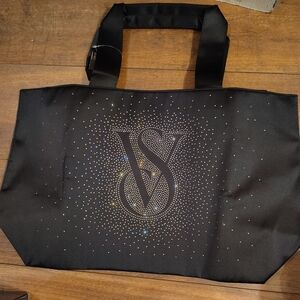 Victoria Secret Black Tote Bag with Rhinestone Design